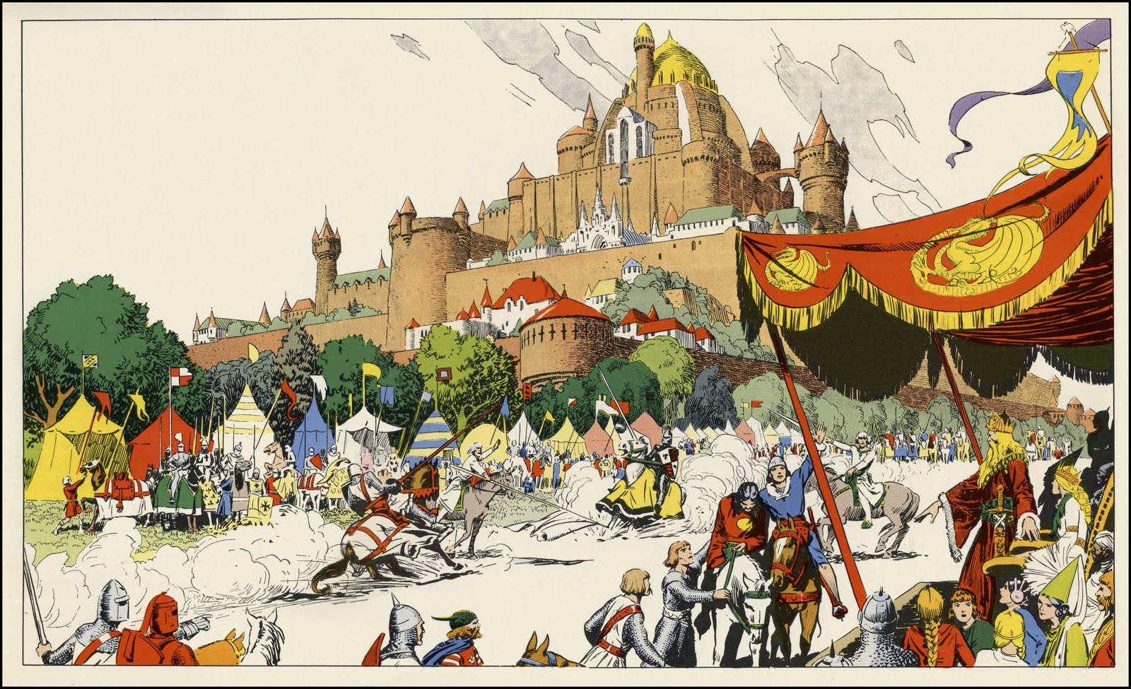 Camelot tournament scene from Prince Valiant by Hal Foster